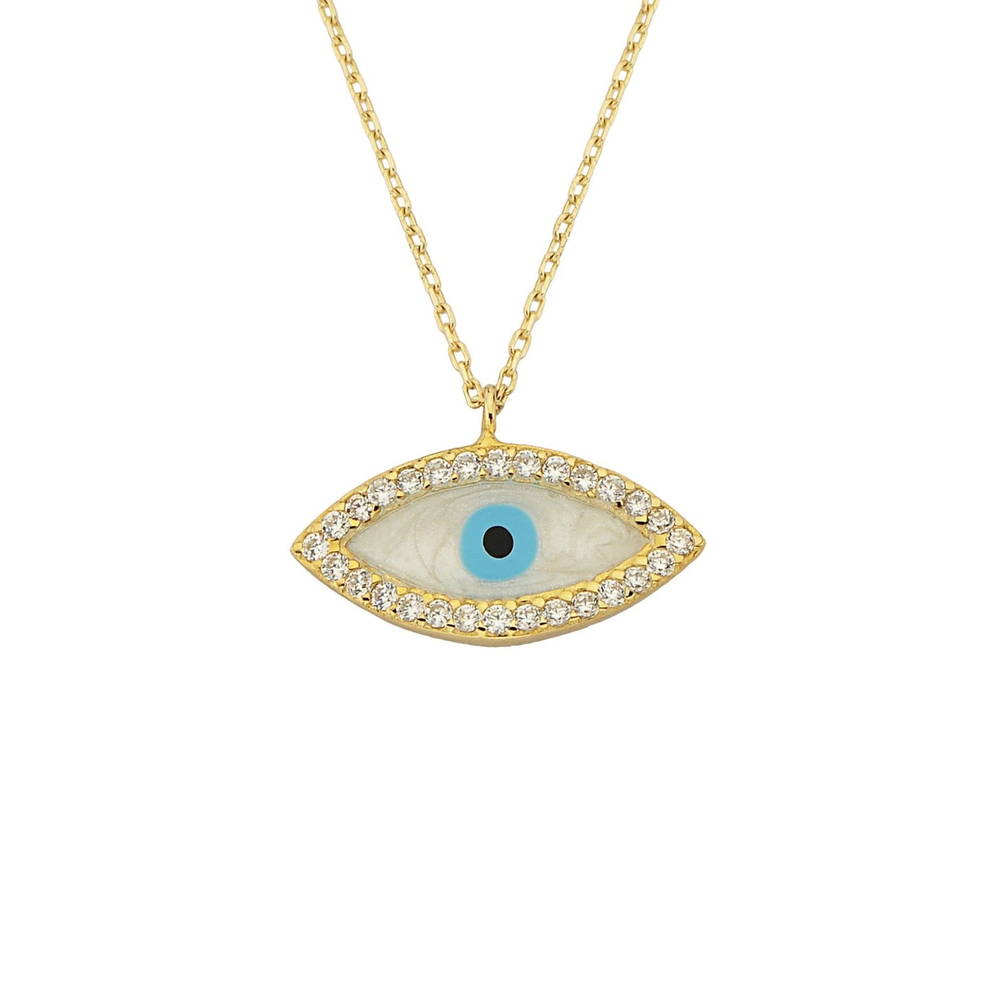 14K Real Solid Gold Evil Eye Pendant Necklace for Women , Mother of Pearl Evil Eye Necklace , Mother of Pearl Jewelry , Mother of Pearl Necklace Gold