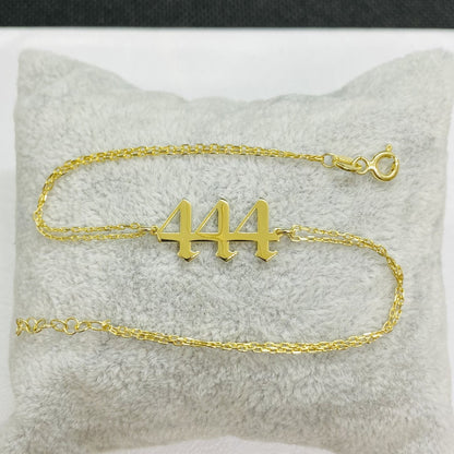 14K Real Solid Gold Angel Number Bracelet for Women, Numerology Birth Year Personalized Custom Number Date Bracelet