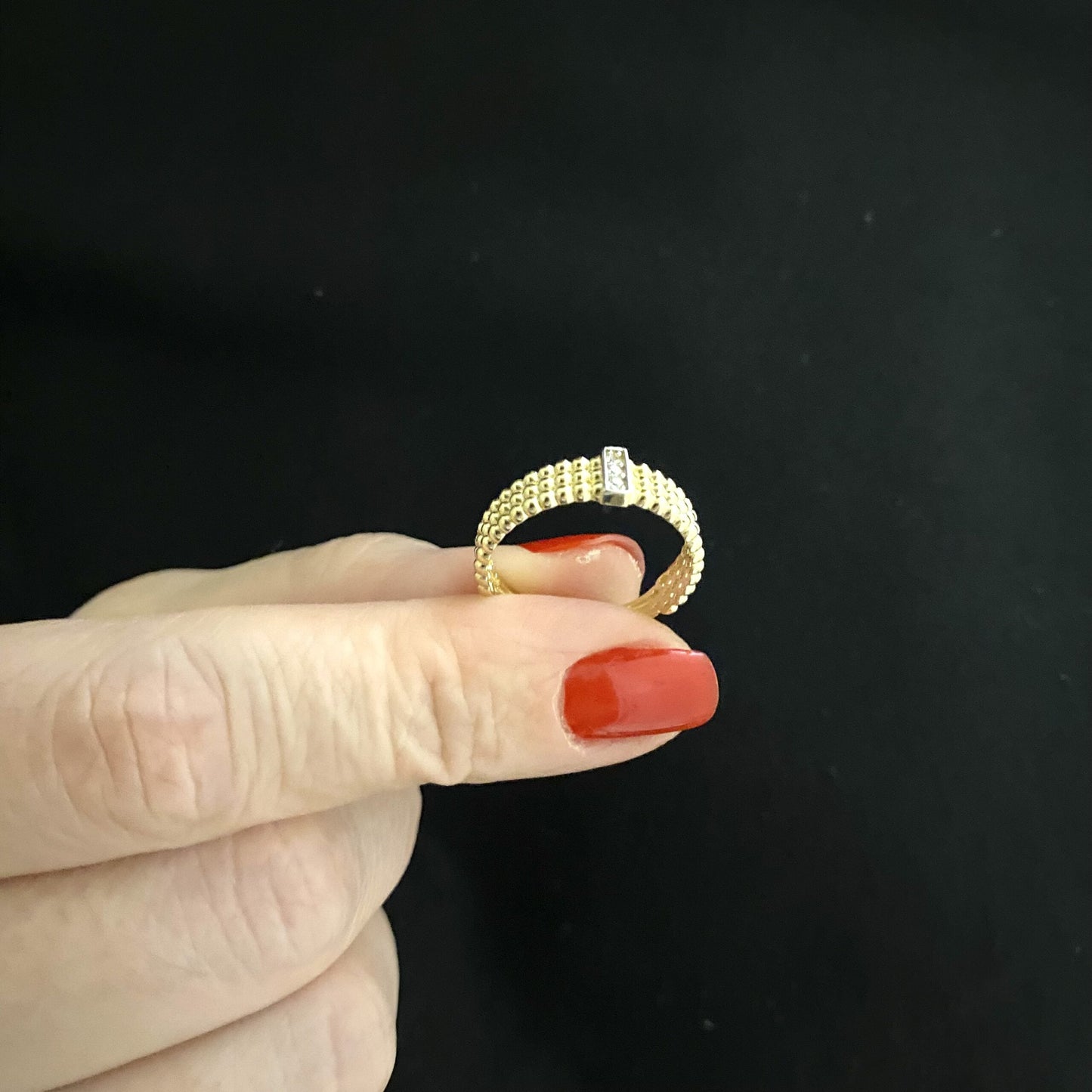 14K Real Solid Gold Baguette Ring For Women , Dot Ring Gold , Dainty Baguette Design Ring , Best Christmas Gift for her mom, Unique Jewelry