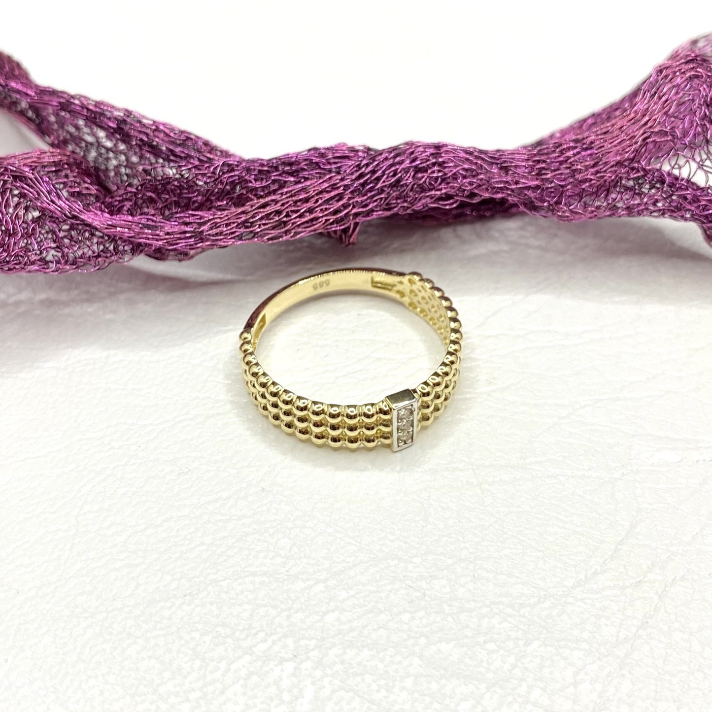 14K Real Solid Gold Baguette Ring For Women ,Dot Ring Gold , Dainty Baguette Design Ring , Best Christmas Gift for her mom , Unique Jewelry