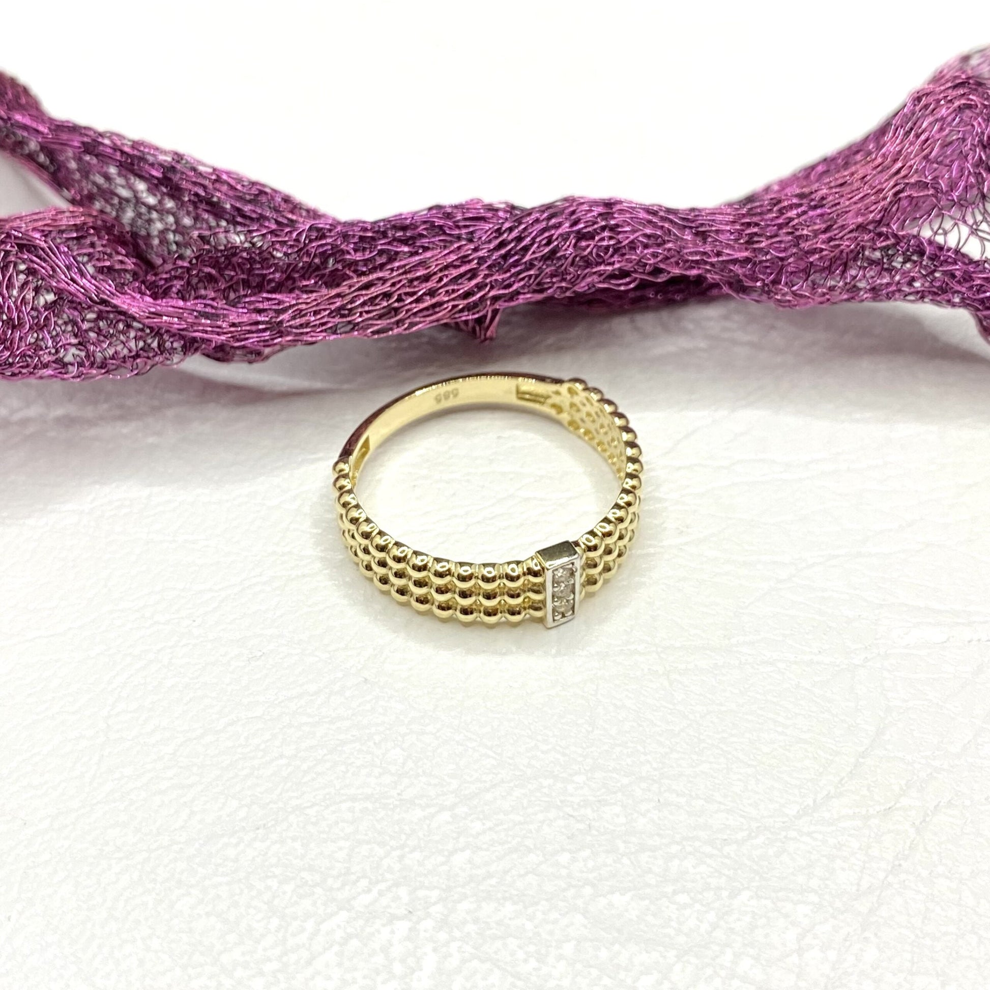 14K Real Solid Gold Baguette Ring For Women ,Dot Ring Gold , Dainty Baguette Design Ring , Best Christmas Gift for her mom , Unique Jewelry