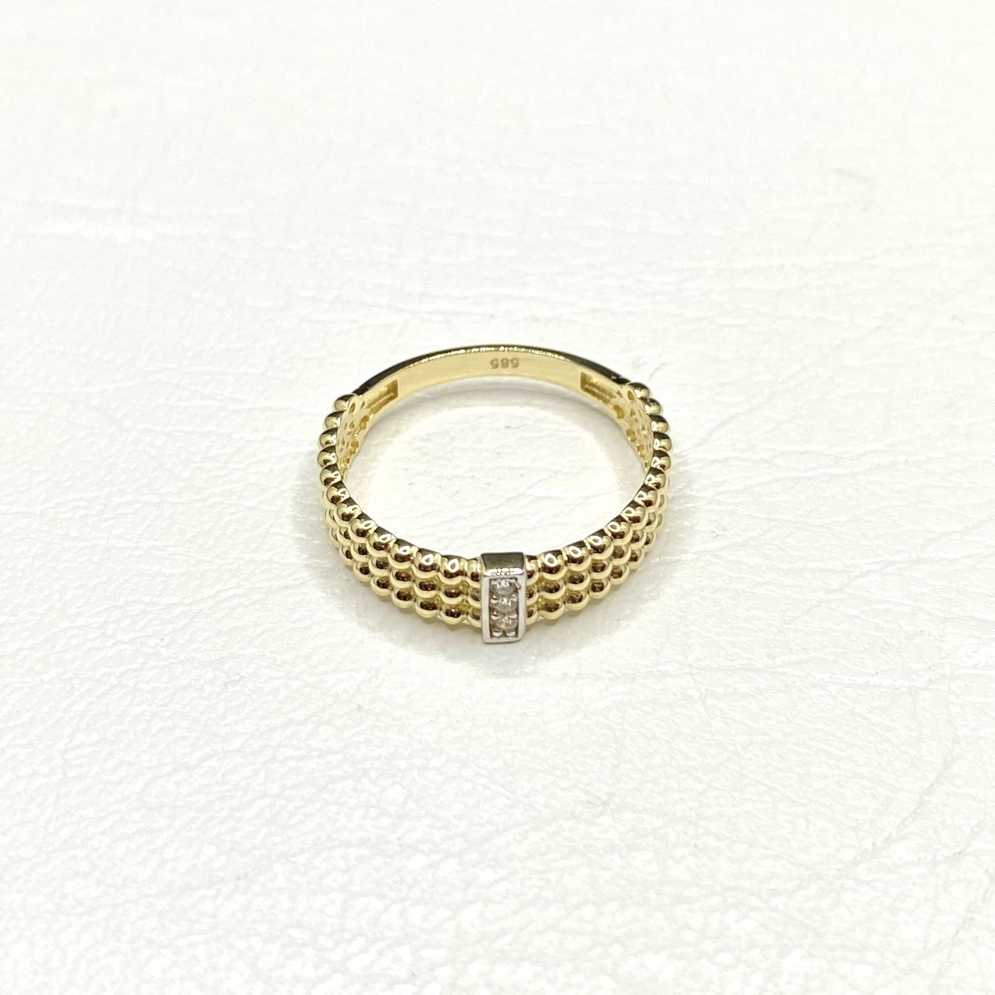 14K Real Solid Gold Baguette Ring For Women , Dot Ring Gold , Dainty Baguette Design Ring , Best Christmas Gift for mom , Unique Jewelry