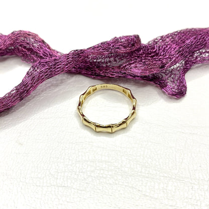 14K Real Solid Gold Bamboo Ring for Women , Dainty Band Ring , Minimalist Ring Gold, Gift for her , Christmas Gift , Birthday Gift