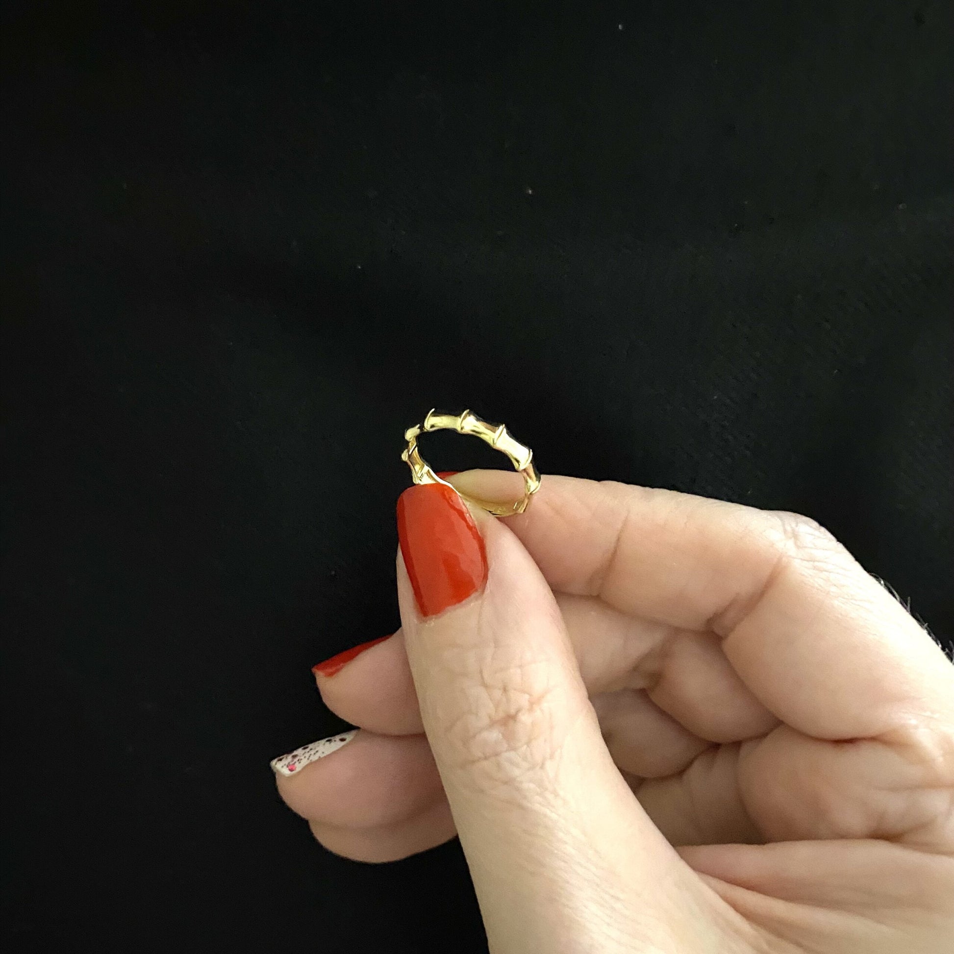 14K Real Solid Gold Bamboo Ring for Women , Dainty Band Ring , Minimalist Ring Gold, Gift for her ,Christmas Gift Birthday Gifts