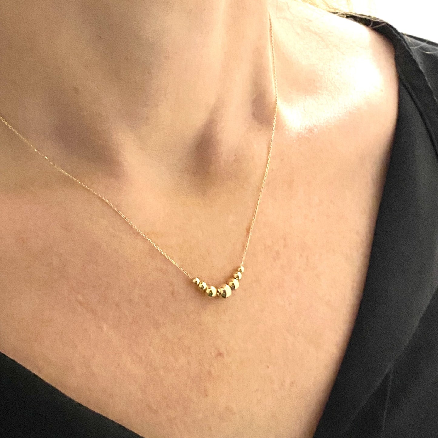 14K Real Solid Gold Bead Ball Necklace for Women , Graduated Bead Chain Necklace ,Mother's Day Gifts ,Best Birthday Christmas gift for her