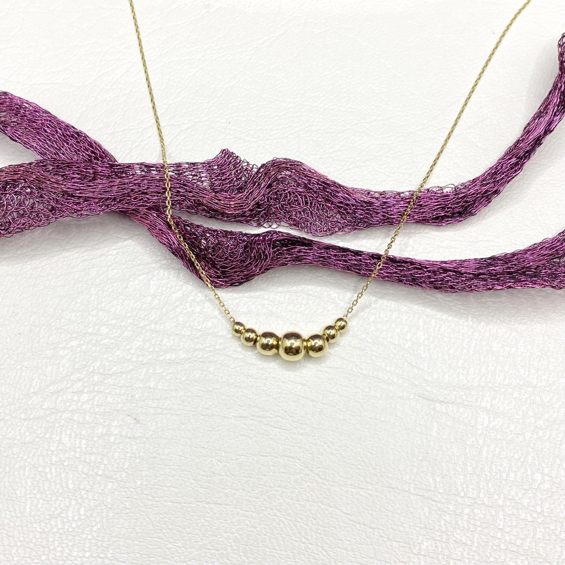 14K Real Solid Gold Beaded Ball Necklace for Women , Graduated Bead Chain Necklace ,Mother's Day Gifts , Best Birthday Christmas gift for her