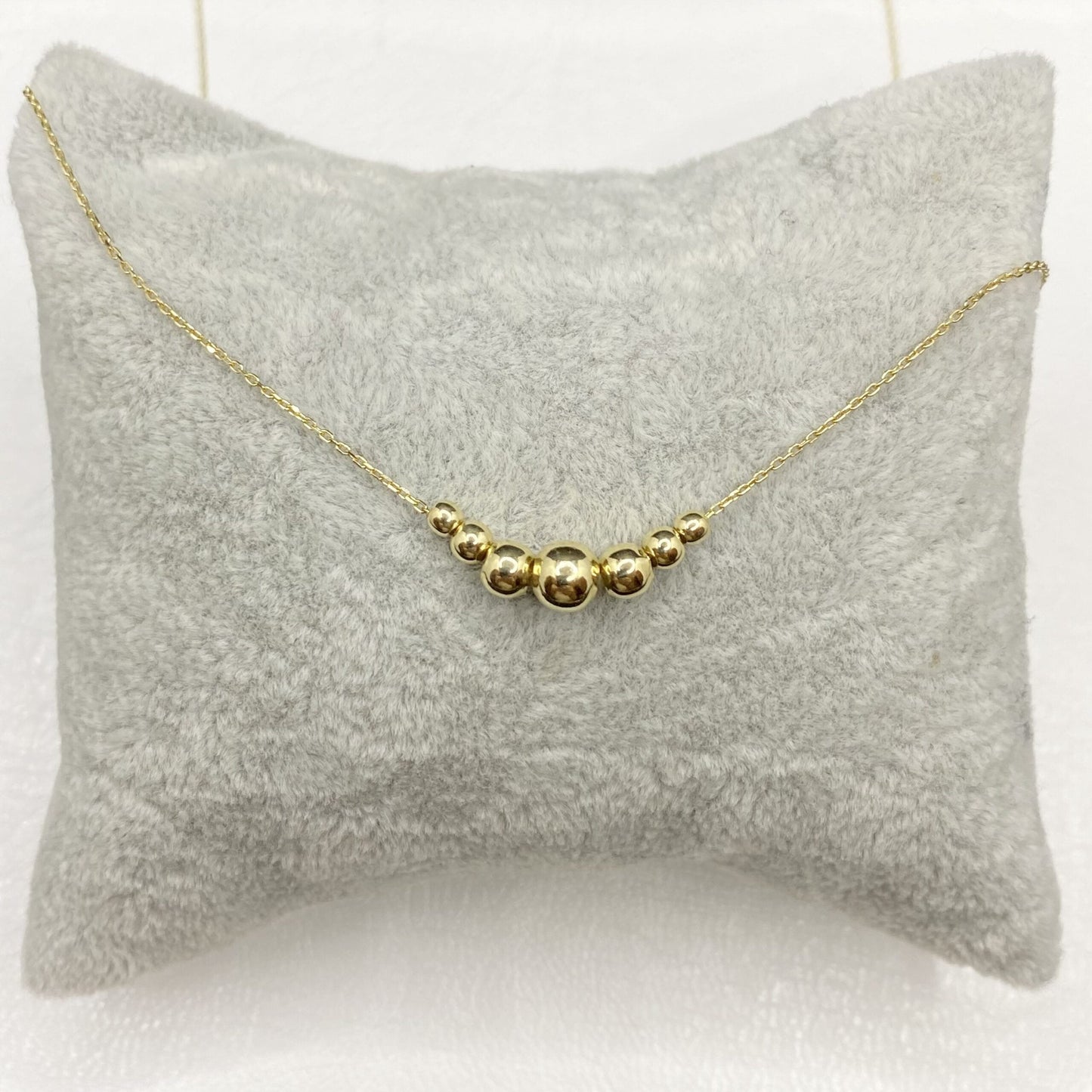 14K Real Solid Gold Beaded Ball Necklace for Women , Graduated Bead Chain Necklace ,Mother's Day Gifts ,Best Birthday Christmas gift for mom