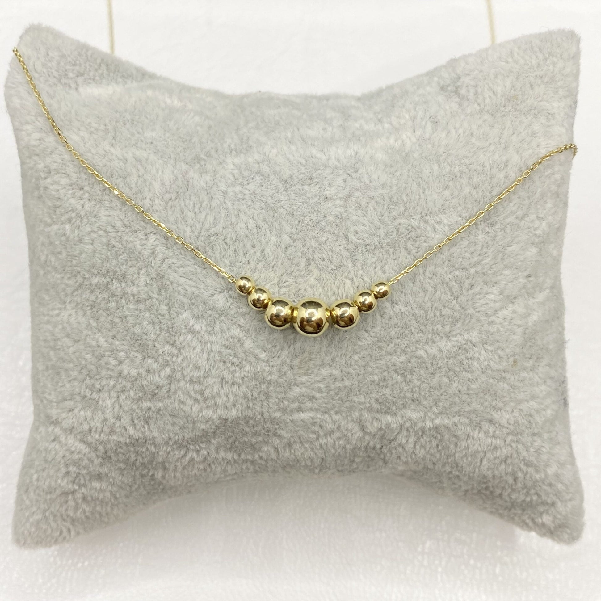 14K Real Solid Gold Beaded Ball Necklace for Women , Graduated Bead Chain Necklace ,Mother's Day Gifts ,Best Birthday Christmas gift for mom