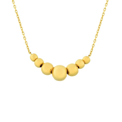 14K Real Solid Gold Beaded Ball Necklace for Women , Graduated Bead Chain Necklace ,Mother's Day Gifts , Birthday Christmas gift for her