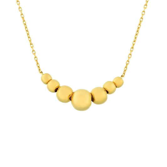 14K Real Solid Gold Beaded Ball Necklace for Women , Graduated Bead Chain Necklace ,Mother's Day Gifts , Birthday Christmas gift for her