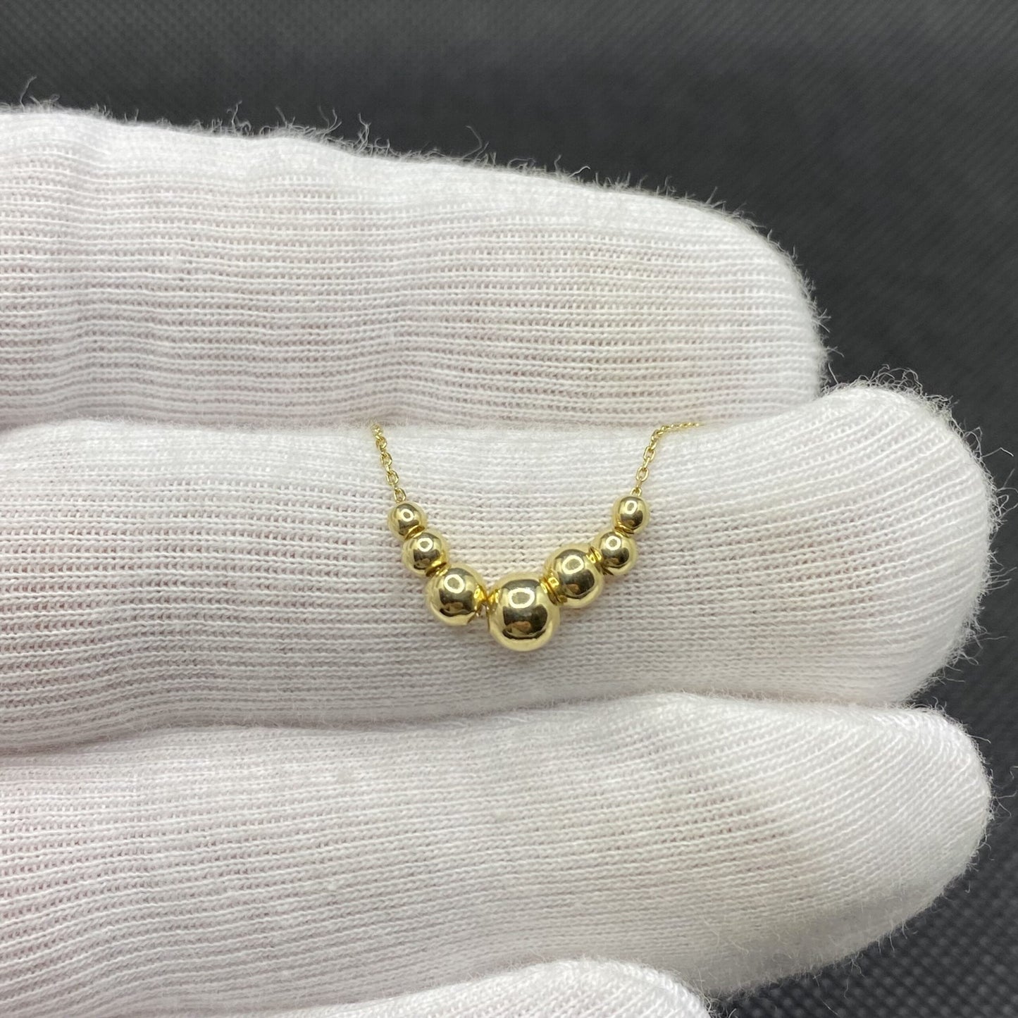 14K Real Solid Gold Beaded Ball Necklace for Women , Graduated Bead Chain Necklace ,Mother's Day Gifts , Birthday Christmas gift for her