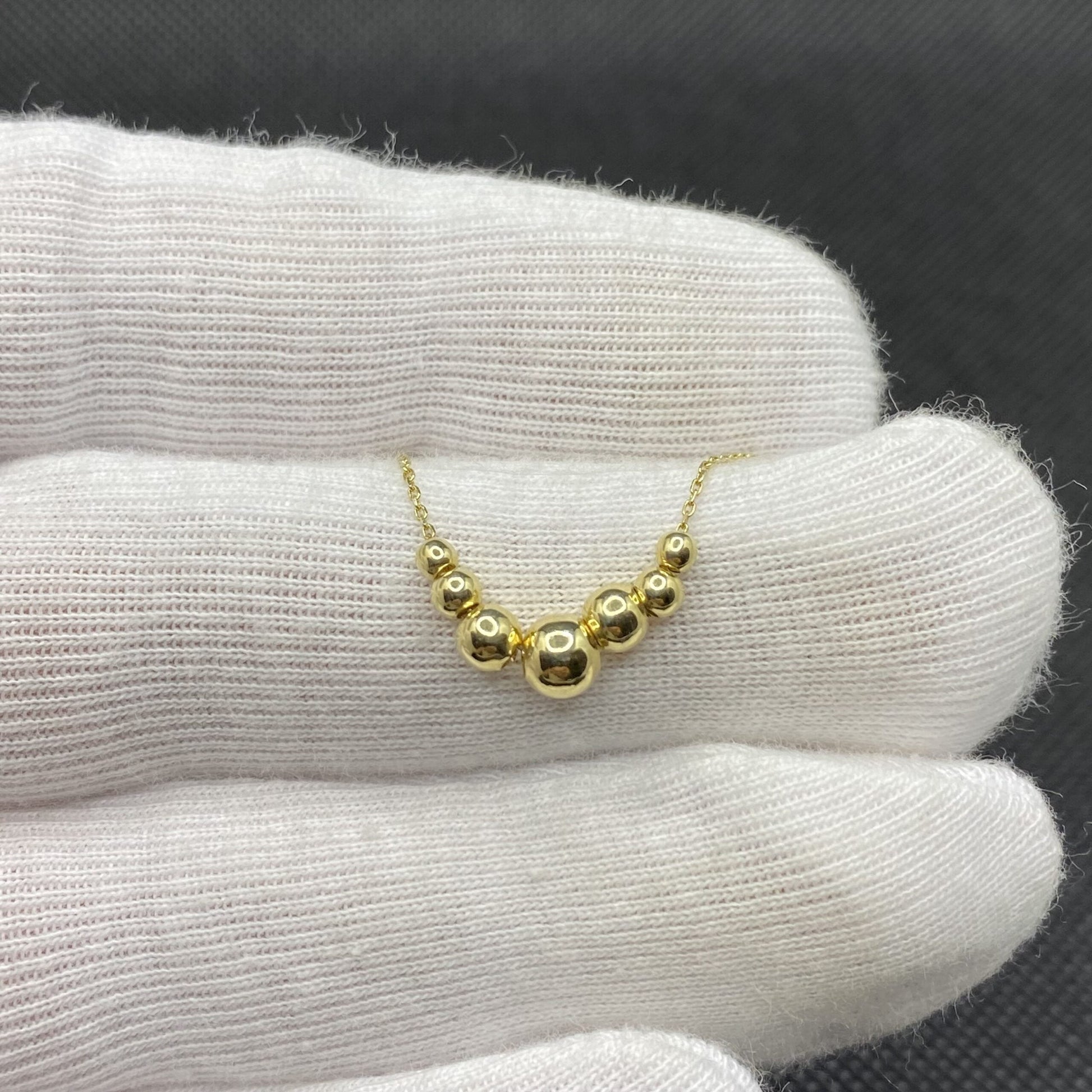 14K Real Solid Gold Beaded Ball Necklace for Women , Graduated Bead Chain Necklace ,Mother's Day Gifts , Birthday Christmas gift for her