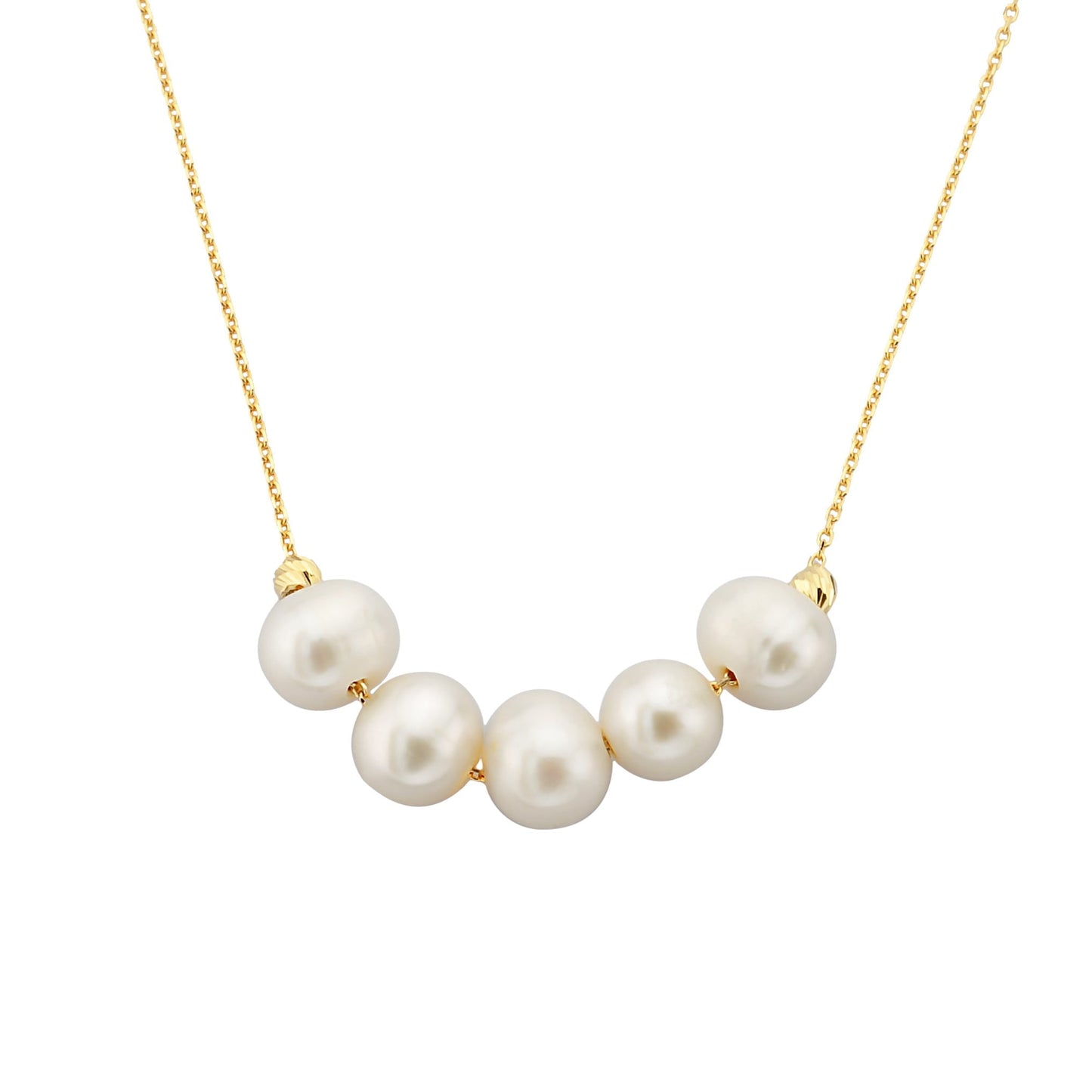 14K Real Solid Gold Beaded Pearl Necklace for Women , Dainty Freshwater Pearl Bead Necklace , Bridesmaids Jewelry , Birthday Gifts for Her