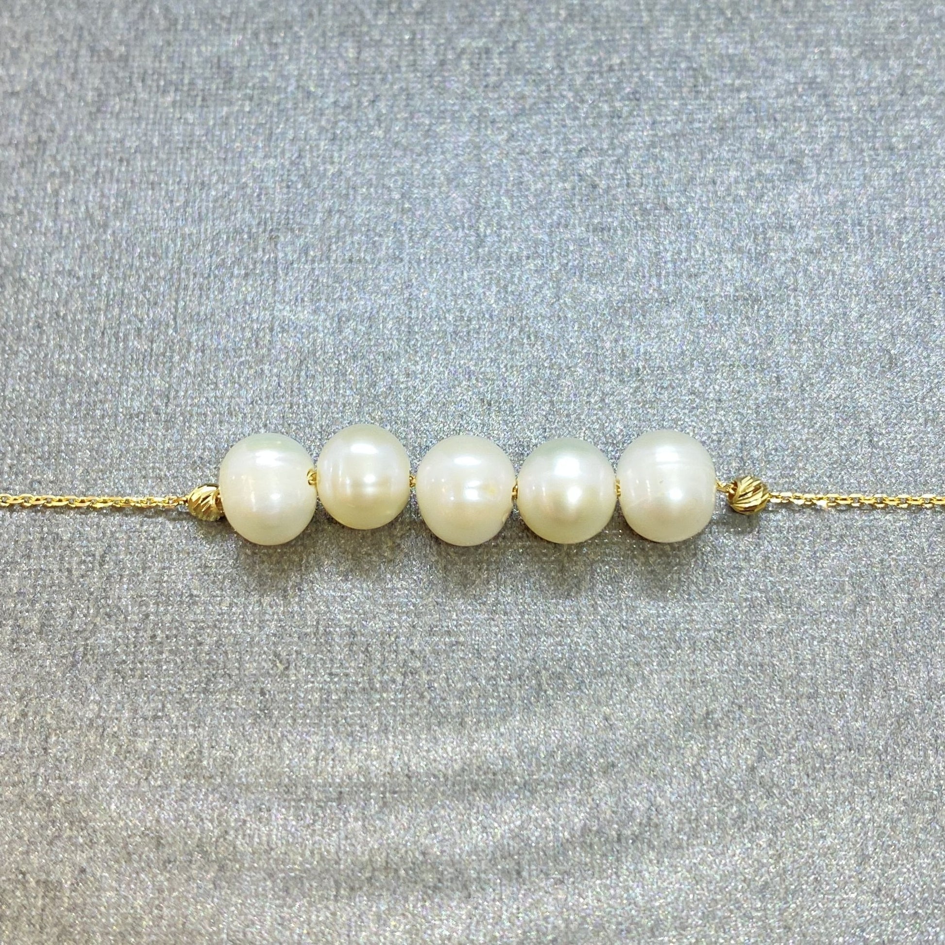 14K Real Solid Gold Beaded Pearl Necklace for Women , Dainty Freshwater Pearl Bead Necklace , Bridesmaids Jewelry , Xmas Gifts for Her