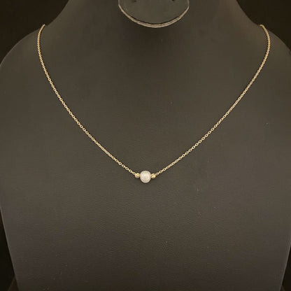 14K Real Solid Gold Beaded Pearl and Italian Ball Necklace for Women , Pearl jewelry ,Single Pearl Pendant ,Birthday Gift for her.jpeg