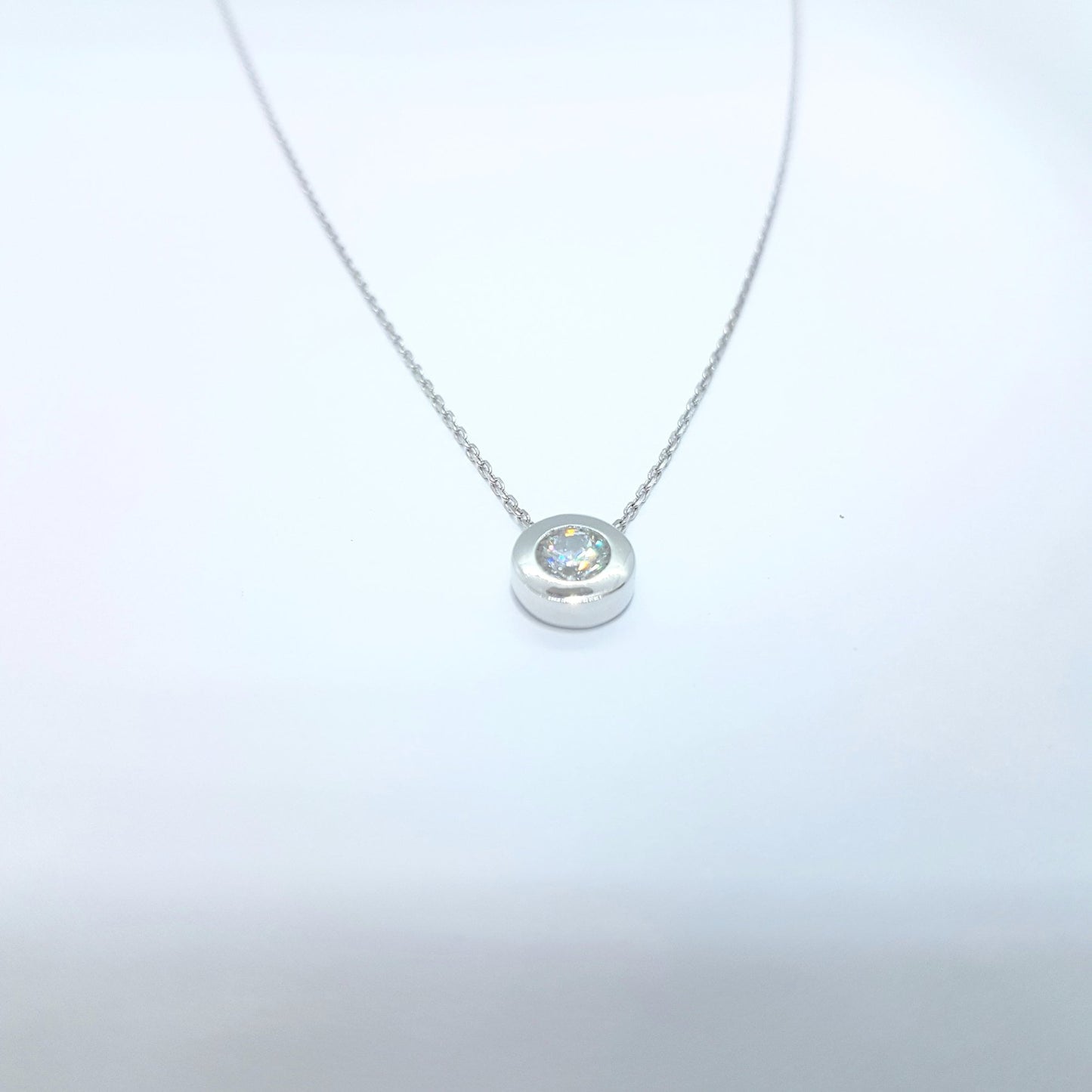 14K Real Solid Gold Bezel Solitaire Necklace for Women , CZ Bezel Necklace , CZ Solitaire Necklace, Minimalist jewelry ,Gift for Her