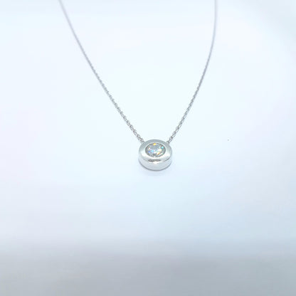 14K Real Solid Gold Bezel Solitaire Necklace for Women , CZ Bezel Necklace , CZ Solitaire Necklace, Minimalist jewelry ,Gift for Her