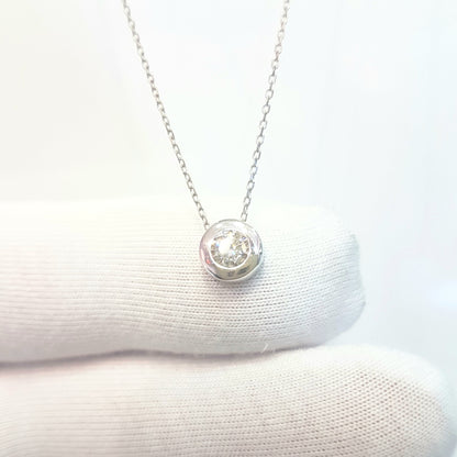 14K Real Solid Gold Bezel Solitaire Necklace for Women , CZ Bezel Necklace ,CZ Solitaire Necklace , Minimalist jewelry , Gift for Her