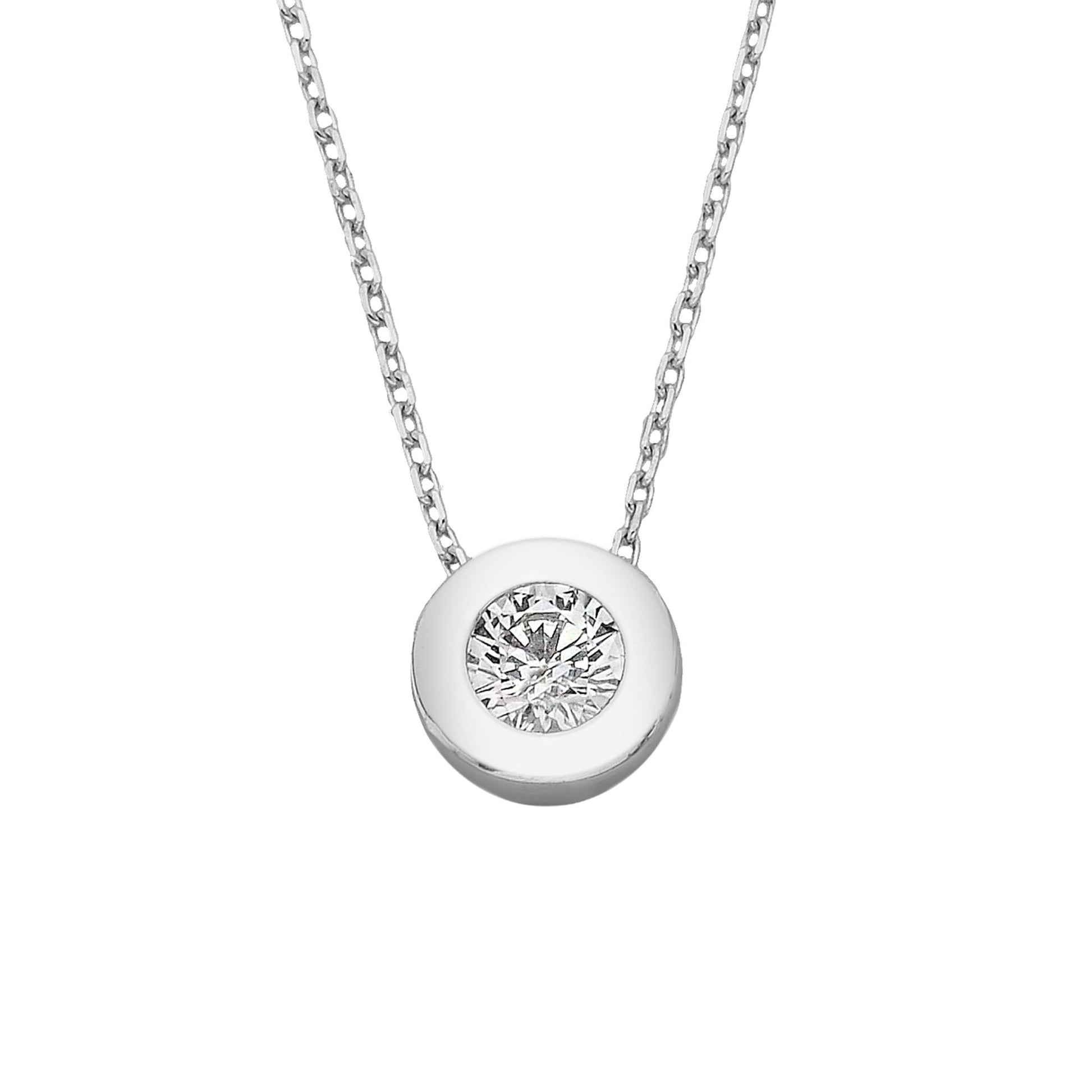 14K Real Solid Gold Bezel Solitaire Necklace for Women , CZ Bezel Necklace , CZ Solitaire Necklace , Minimalist jewelry , Gift for Her