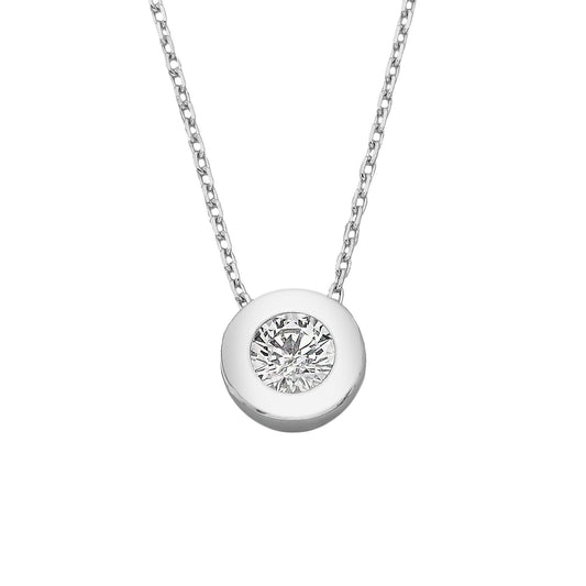 14K Real Solid Gold Bezel Solitaire Necklace for Women , CZ Bezel Necklace , CZ Solitaire Necklace , Minimalist jewelry , Gift for Her