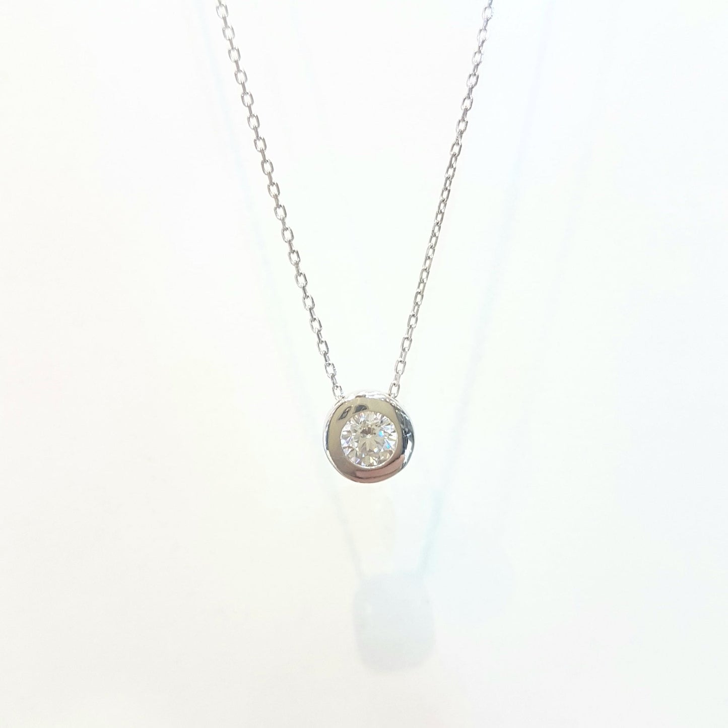 14K Real Solid Gold Bezel Solitaire Necklace for Women , CZ Bezel Necklace , CZ Solitaire Pendant ,Minimalist jewelry ,Gift for Her