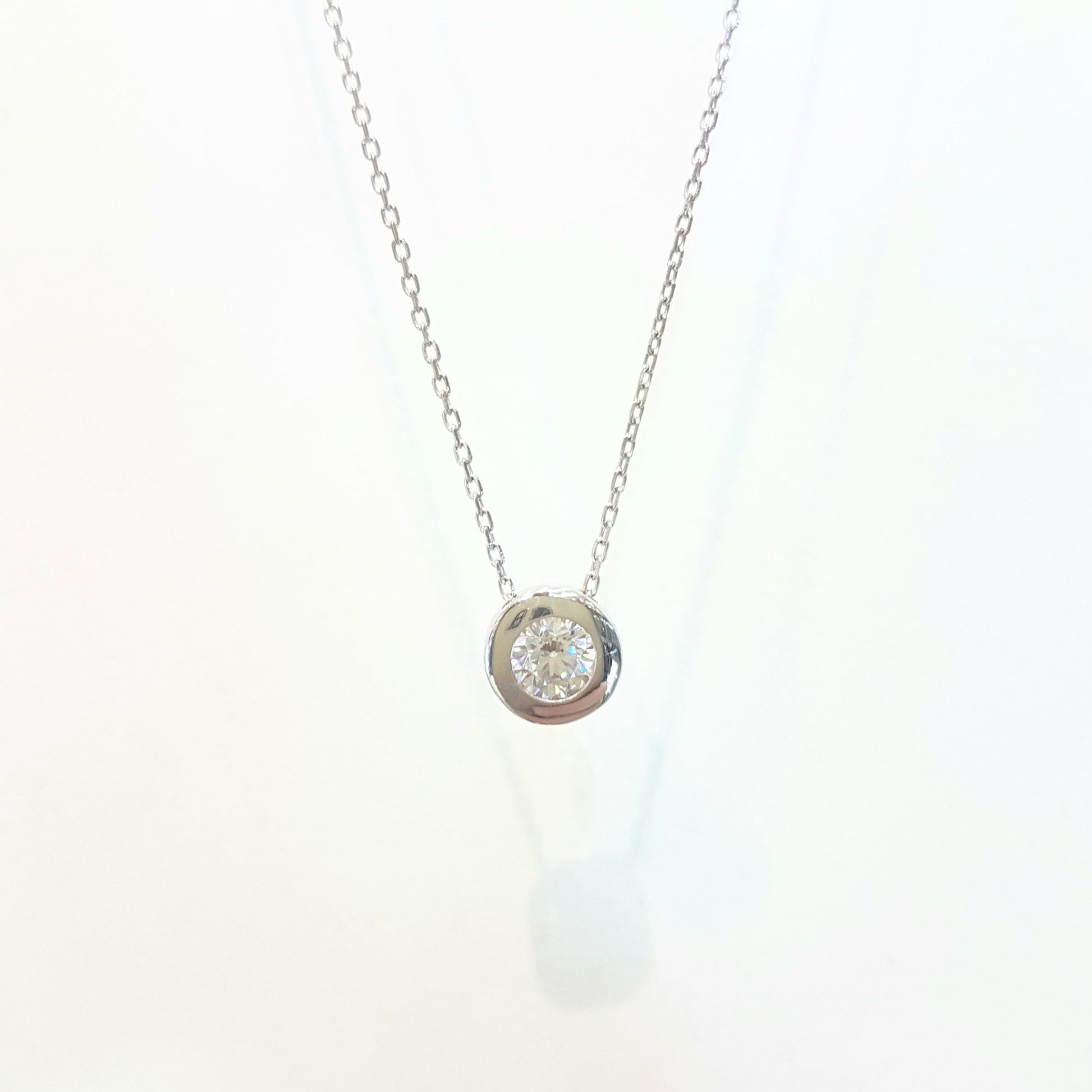 14K Real Solid Gold Bezel Solitaire Necklace for Women , CZ Bezel Necklace , CZ Solitaire Pendant ,Minimalist jewelry ,Gift for Her