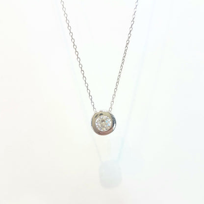 14K Real Solid Gold Bezel Solitaire Necklace for Women , CZ Bezel Necklace , CZ Solitaire Pendant ,Minimalist jewelry ,Gift for Her