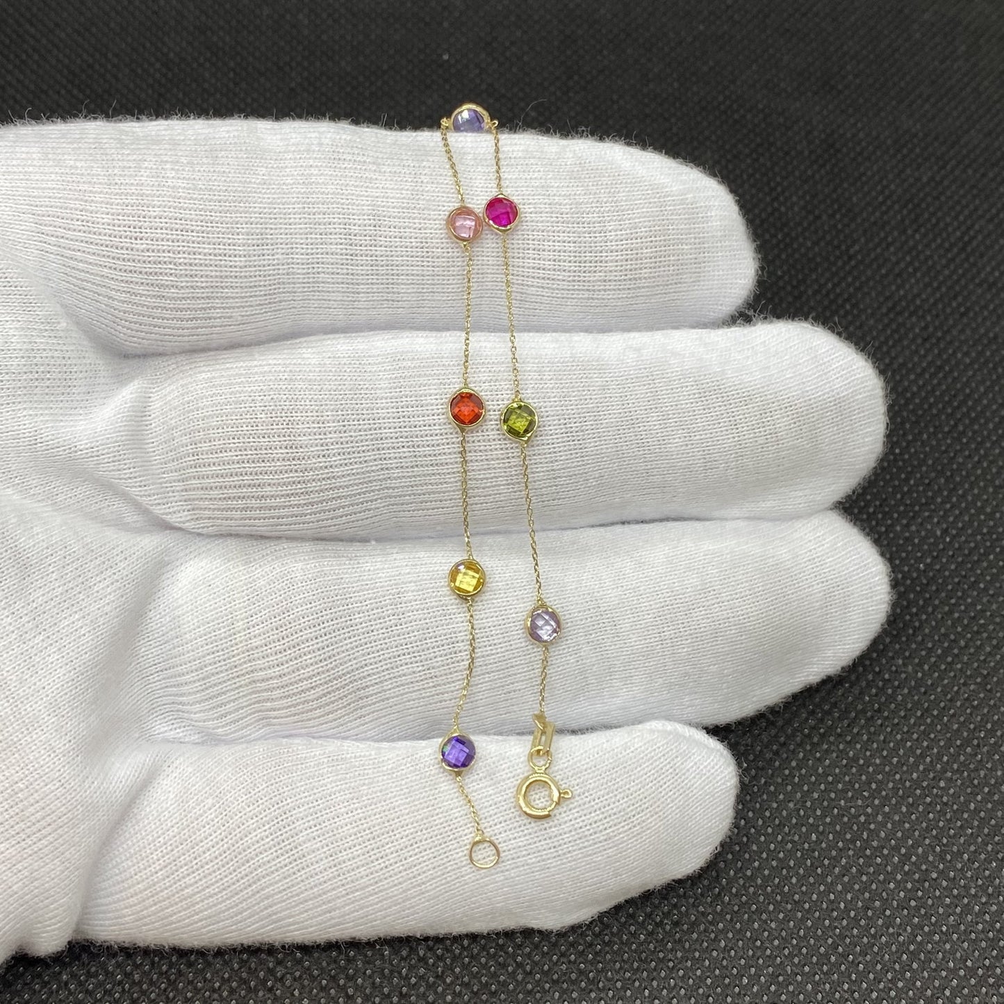 14K Real Solid Gold Birthstone Bracelet for Women , Bezel Bracelet Gold , Personalized Birthstone , Birthstone Jewelry , Birthstone Charms