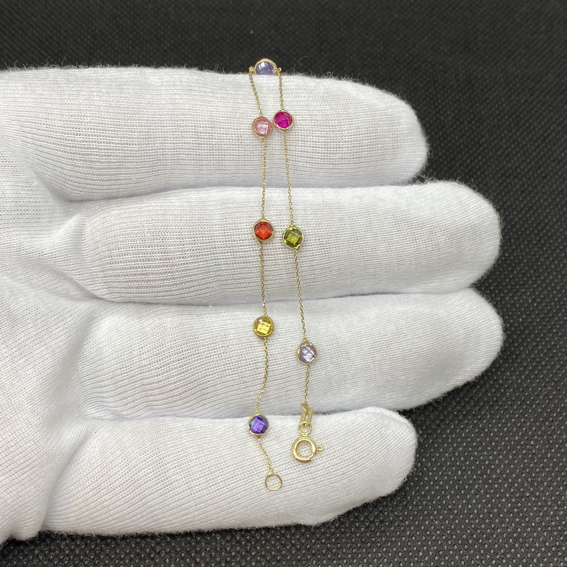 14K Real Solid Gold Birthstone Bracelet for Women , Bezel Bracelet Gold , Personalized Birthstone , Birthstone Jewelry , Birthstone Charms