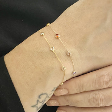 14K Real Solid Gold Birthstone Bracelet for Women , Bezel Bracelet Gold , Personalized Birthstone , Birthstone Jewelry , Christmas gift