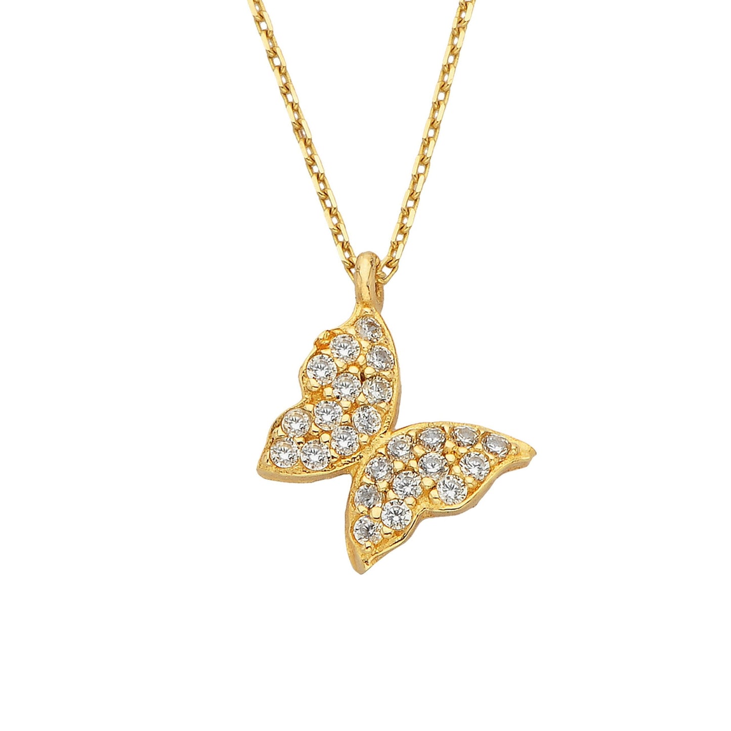 14K Real Solid Gold Butterfly Necklace | Charm Dainty Trendy CZ Pendant | Best Birthday Gift for Women Xmas Christmas Bithday Gift Mother's Day mom