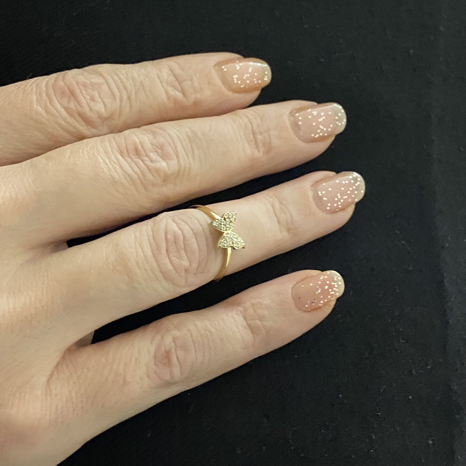 14K Real Solid Gold Butterfly Ring for Women ,14K Gold Stackable Ring ,14K Gold Butterfly Ring , CZ Butterfly Stacking Ring, Birthday Gift for mom