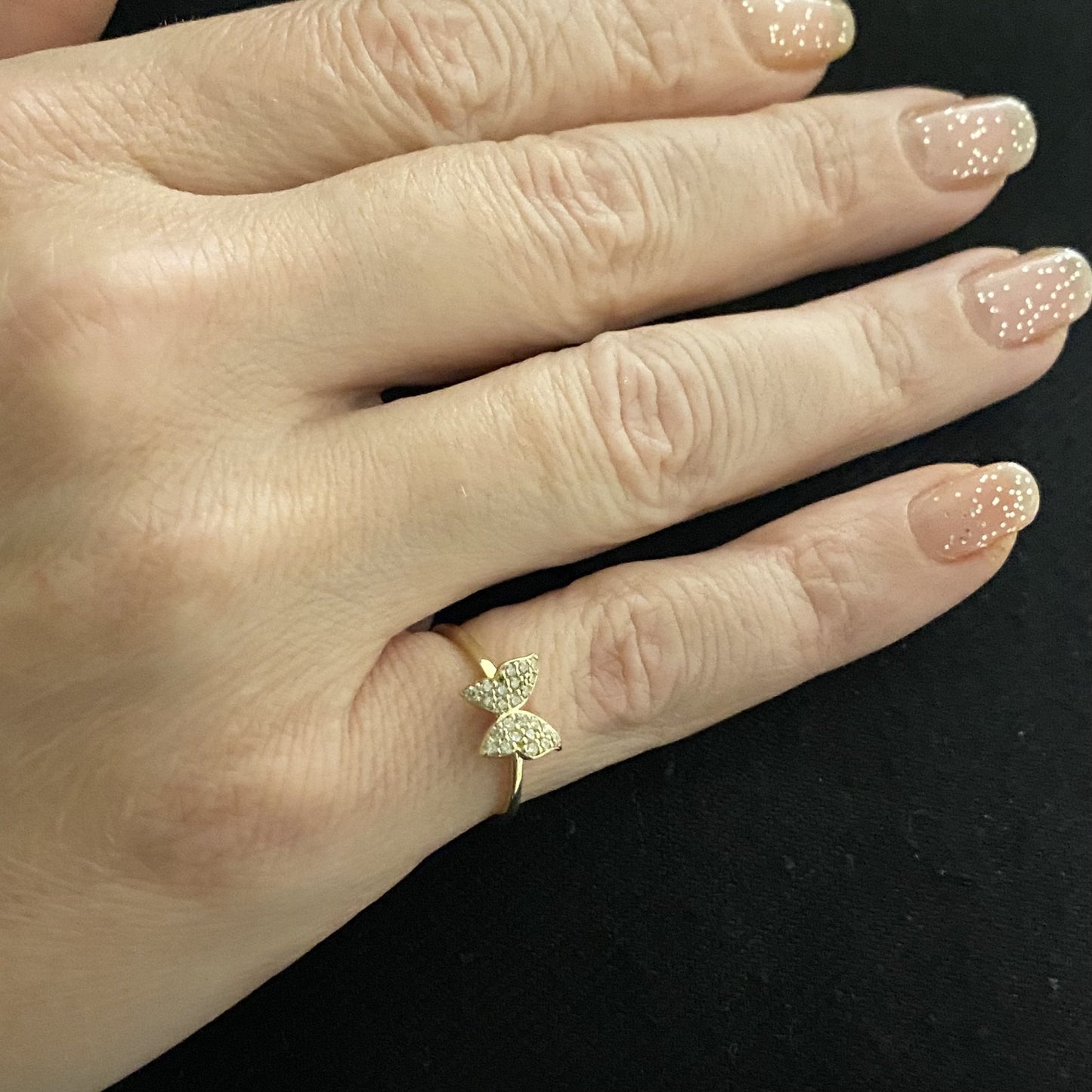 14K Real Solid Gold Butterfly Ring for Women ,14K Gold Stackable Ring ,14K Gold Butterfly Ring , CZ Butterfly Stacking Ring, Christmas Gift for mom