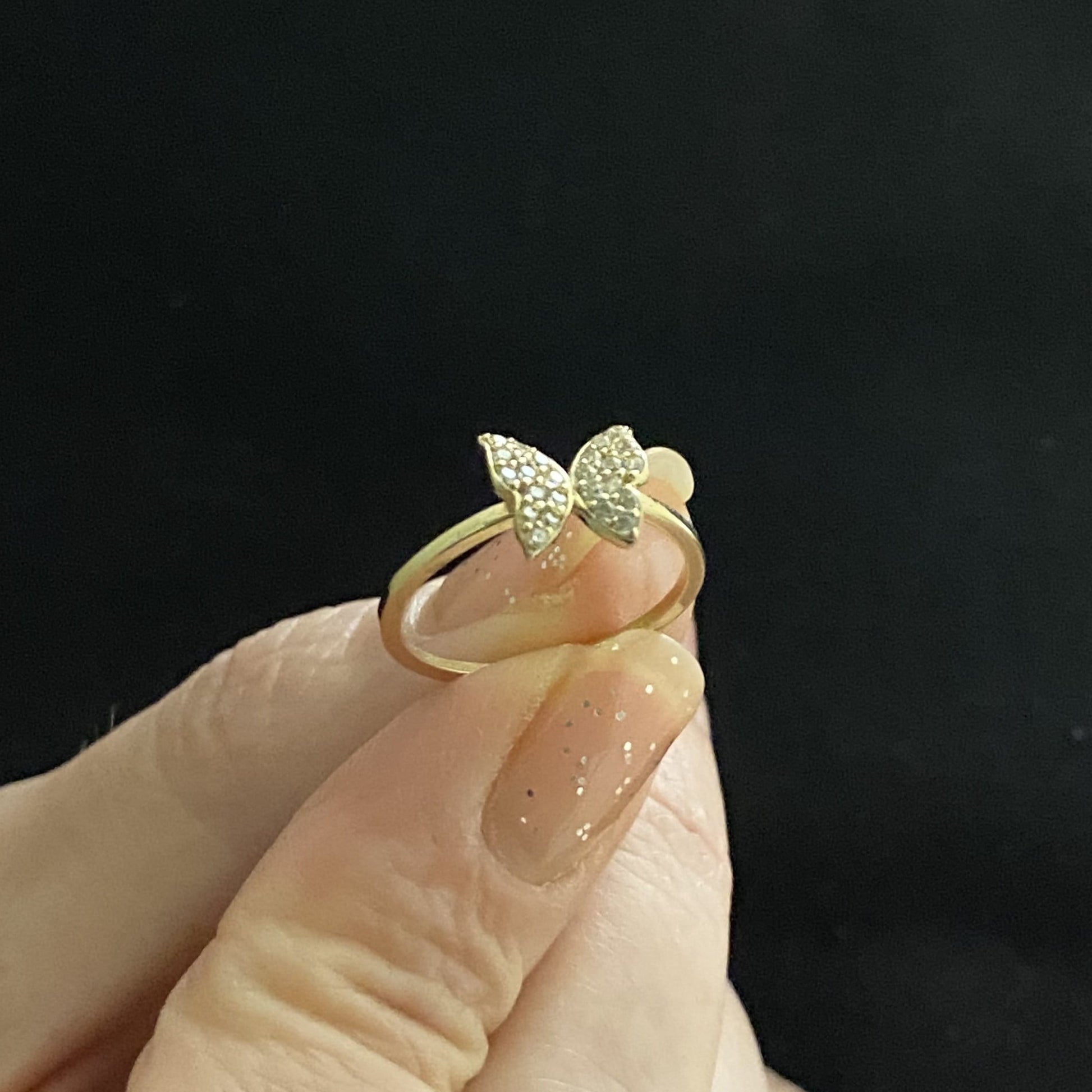 14K Real Solid Gold Butterfly Ring for Women ,14K Gold Stackable Ring ,14K Gold Butterfly Ring , CZ Butterfly Stacking Ring, Xmas Gifts for mother