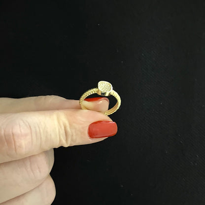 14K Real Solid Gold CZ Pave Square Ring for Women , Square Shaped Ring , Dainty Stacking Ring , Geometric Ring ,Statement Ring ,