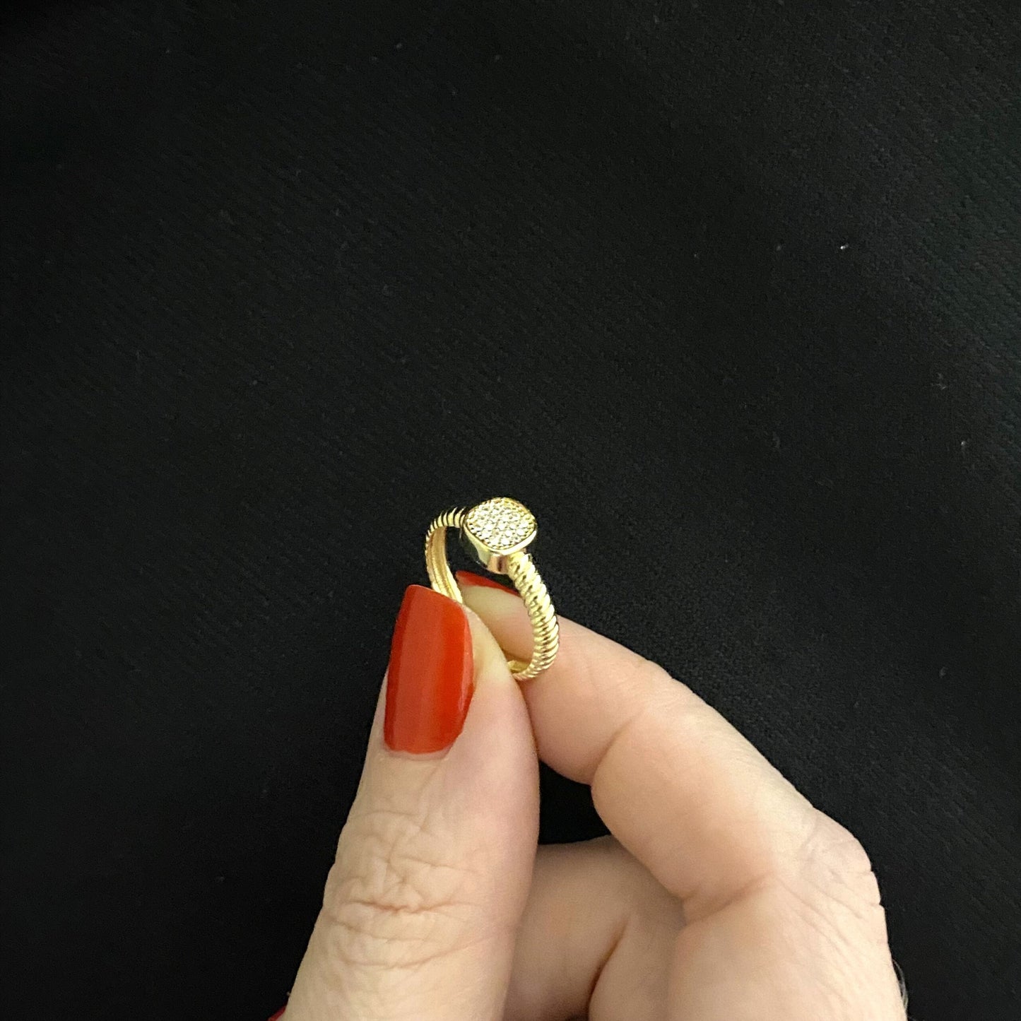 14K Real Solid Gold CZ Pave Square Ring for Women , Square Shaped Ring , Dainty Stacking Ring ,Geometric Ring , Statement Ring ,