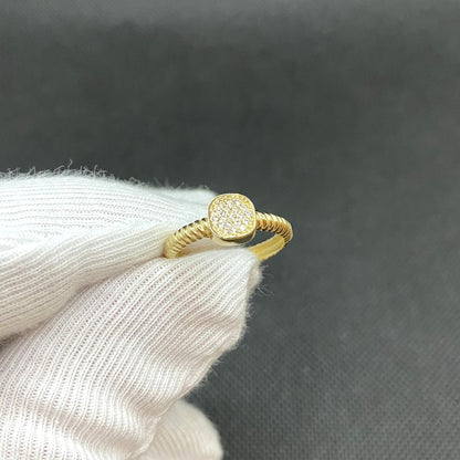 14K Real Solid Gold CZ Pave Square Ring for Women , Square Shaped Ring , Dainty Stacking Ring ,Geometric Ring ,Statement Ring ,