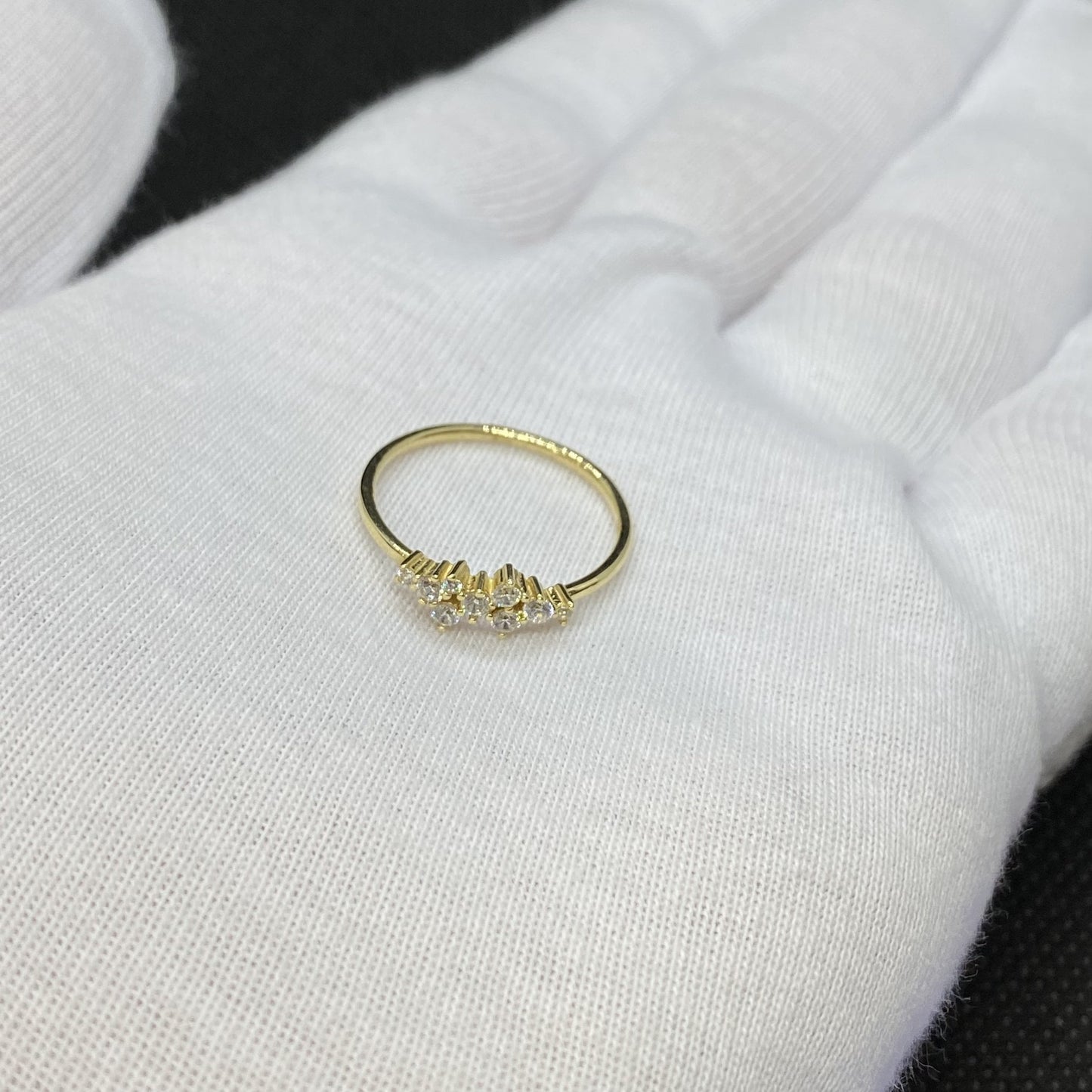 14K Real Solid Gold Cluster Ring for Women ,14K Gold Stackable Ring ,Cluster Ring 14K Gold , Dainty CZ Cluster Stacking Ring, Birthday Gift