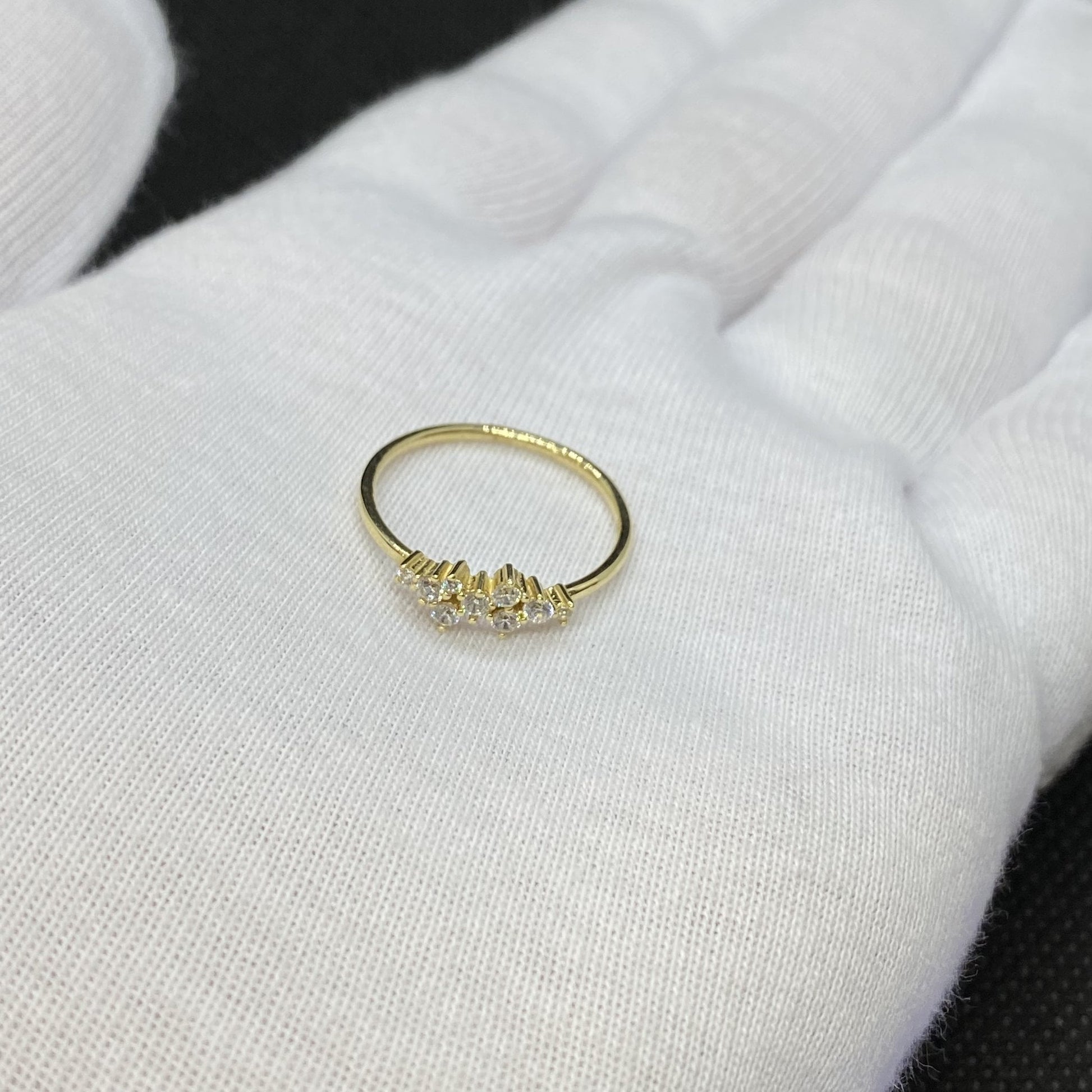 14K Real Solid Gold Cluster Ring for Women ,14K Gold Stackable Ring ,Cluster Ring 14K Gold , Dainty CZ Cluster Stacking Ring, Birthday Gift