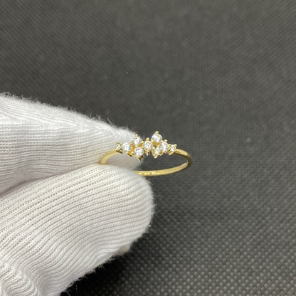 14K Real Solid Gold Cluster Ring for Women ,14K Gold Stackable Ring ,Cluster Ring 14K Gold , Dainty CZ Cluster Stacking Ring, Mother's day Gift