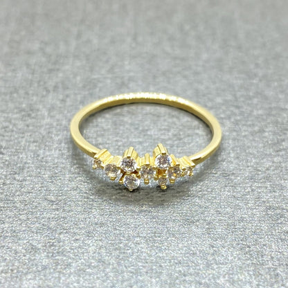 14K Real Solid Gold Cluster Ring for Women ,14K Gold Stackable Ring ,Cluster Ring 14K Gold , Dainty CZ Cluster Stacking Ring, Xmas Gift for her