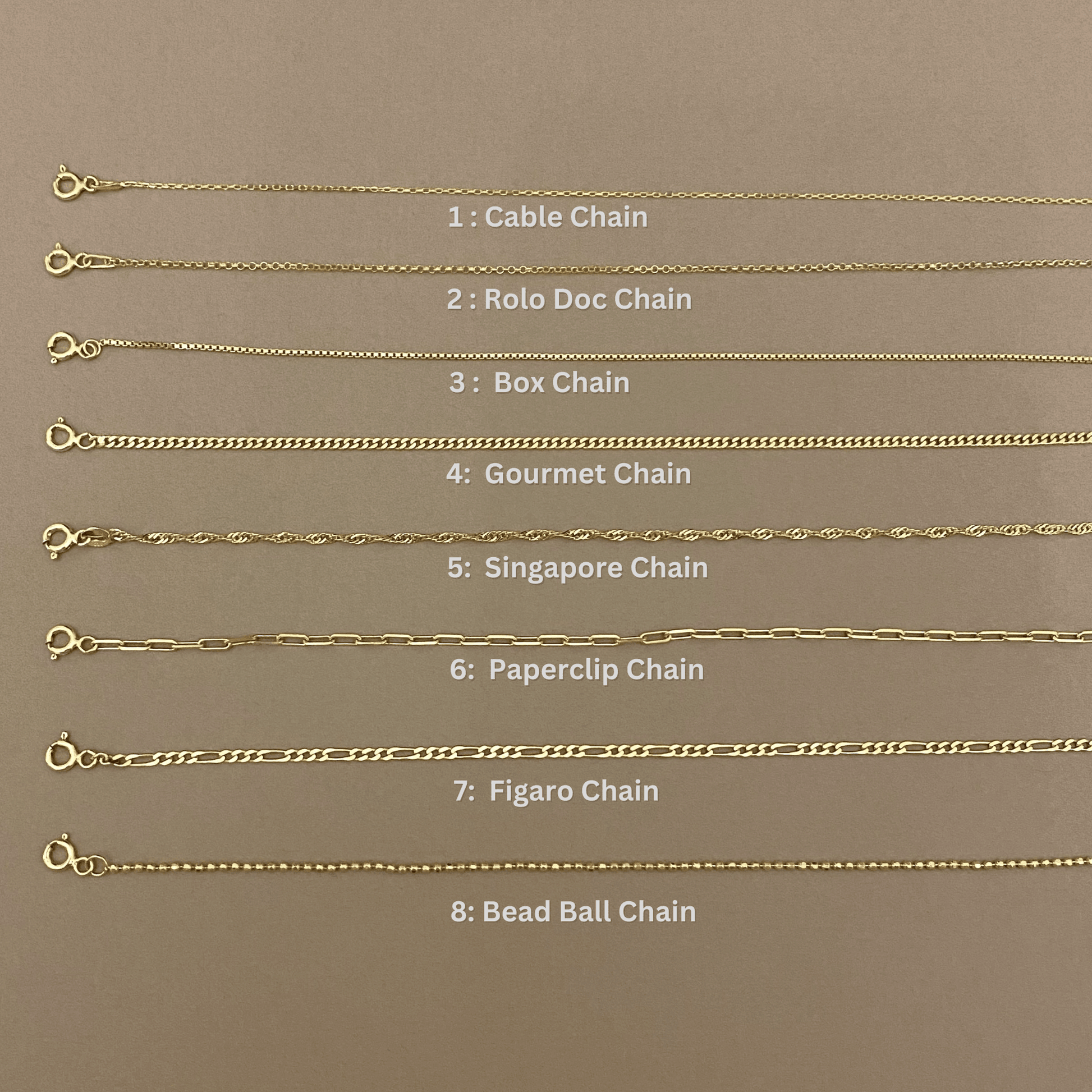 14K Real Solid Gold Custom Hebrew Name Necklace , cable chain, rolo doc chain, box chain , Bead Ball Chain Figaro chain ,Singapore Chain