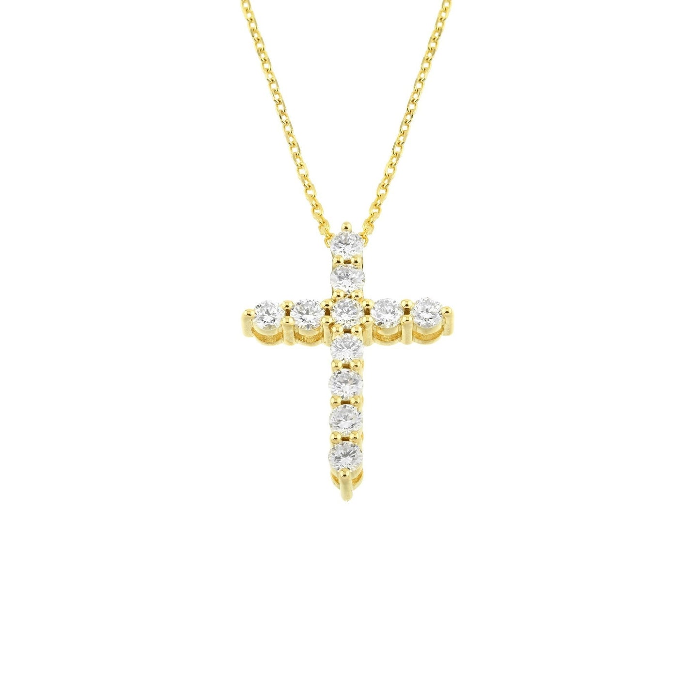 14K Real Solid Gold Diamon Cross Necklace , Christian Jewelry , Religious Necklace , Diamond Cross Pendant , Communion Gift , Cross Jewelry