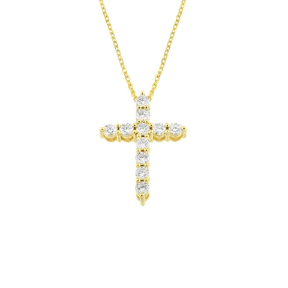14K Real Solid Gold Diamon Cross Necklace , Christian Jewelry , Religious Necklace , Diamond Cross Pendant , Communion Gift , Cross Jewelry