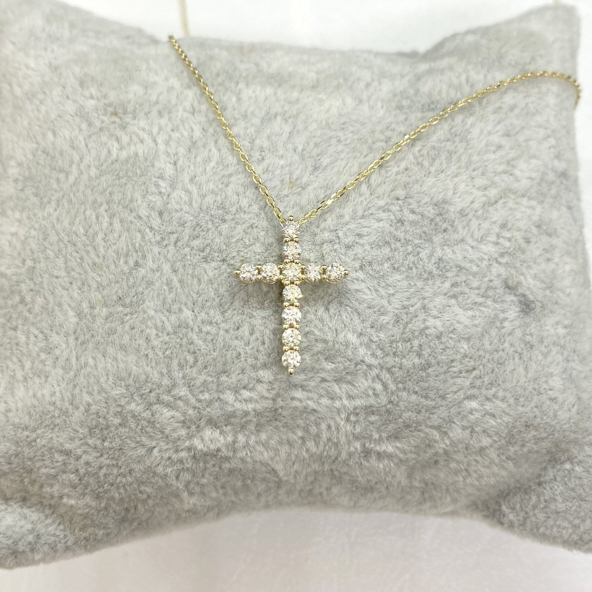 14K Solid Gold Diamon Cross Necklace ,Christian Jewelry , Religious Necklace , Diamond Cross Pendant , Communion Gift , Cross Jewelry