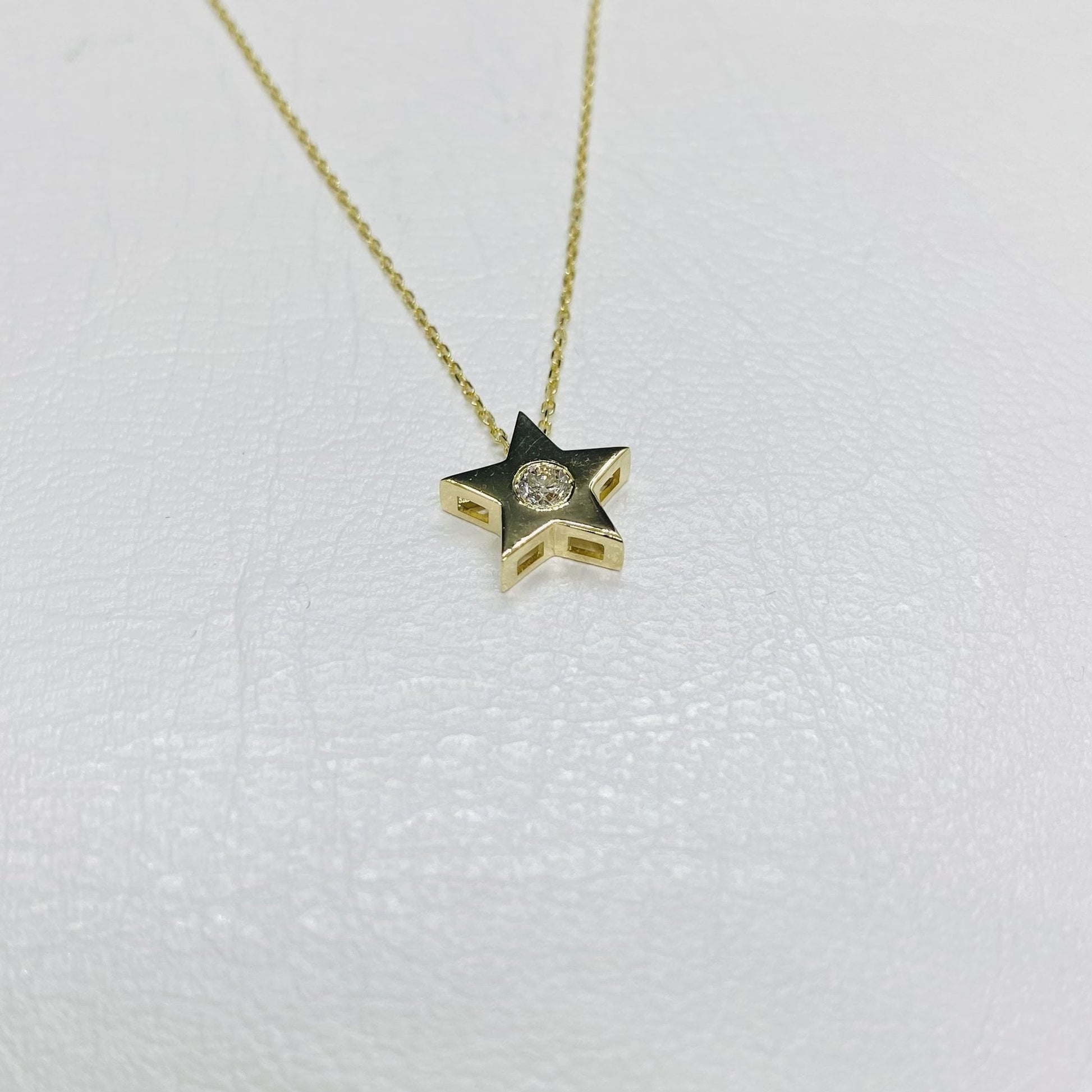 14K Real Solid Gold Diamond Star Necklace for Women , Diamond Star Pendant , Star Layered Necklace, Gift for her , Diamond Star Jewelry