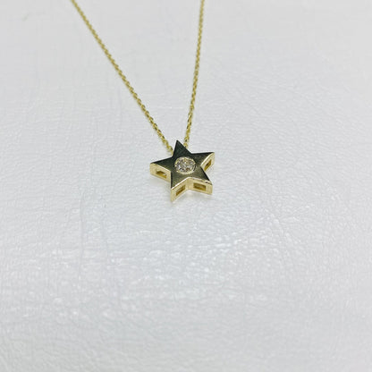 14K Real Solid Gold Diamond Star Necklace for Women , Diamond Star Pendant , Star Layered Necklace, Gift for her , Diamond Star Jewelry