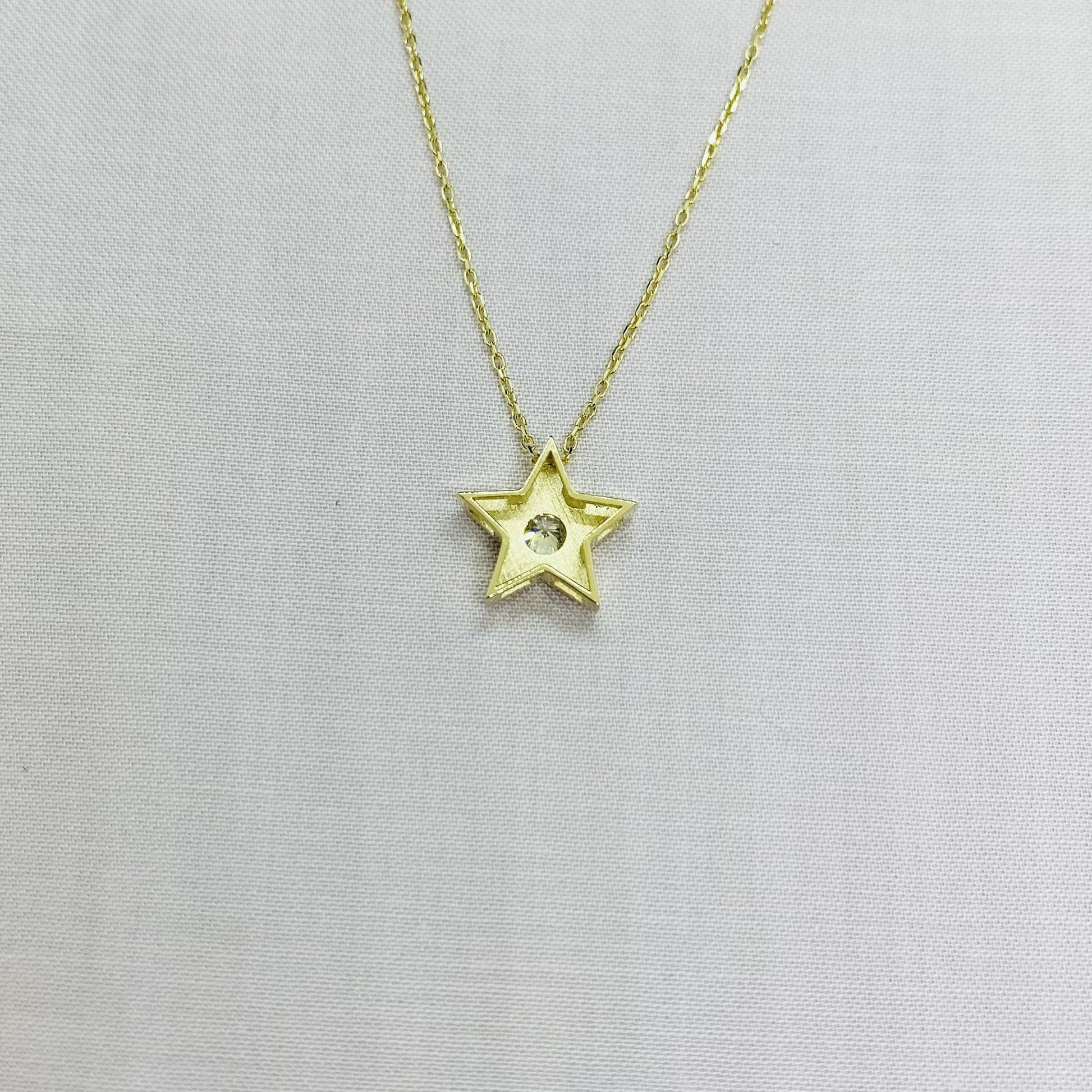 14K Real Solid Gold Diamond Star Necklace for Women , Diamond Star Pendant , Star Layered Necklace , Gift for her,Diamond Star Jewelry