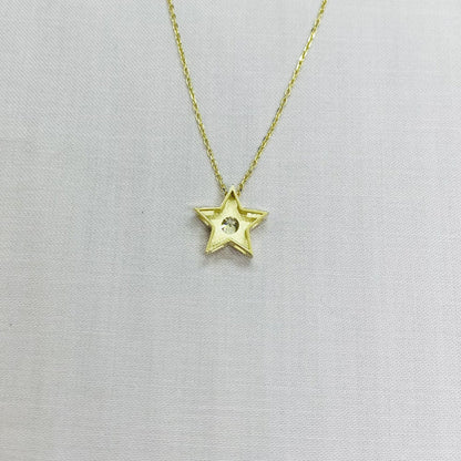 14K Real Solid Gold Diamond Star Necklace for Women , Diamond Star Pendant , Star Layered Necklace , Gift for her,Diamond Star Jewelry