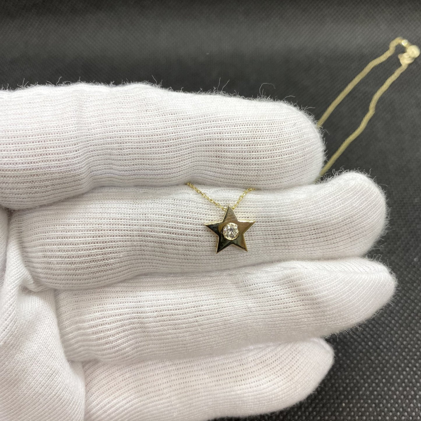 14K Real Solid Gold Diamond Star Necklace for Women